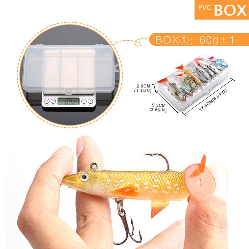 DONQL Soft Fishing Lures Kit, Fishing Soft Bait Fishing Lures Baits Tackle Set for Freshwater Trout Bass Salmon-Include Vivid Spinner Baits, Artificial Silicone Bass Bait with Box (10PCS) - Image 5
